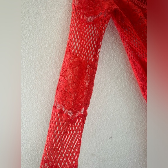 FREE PEOPLE Red Lace Long Sleeve Dress - Picture 7 of 7